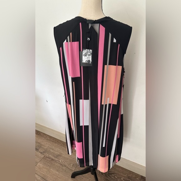 Michel Studio NWT midi striped dress sleeveless SZ 14 - Picture 3 of 5